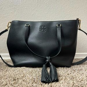 Tory Burch black leather large tote bag. In perfect condition.